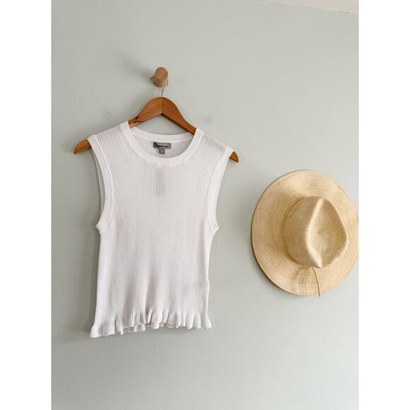 J.Crew | NWT Ruffle-trim shell tank top premium ultra-fine cotton White | Sz M - Picture 2 of 8